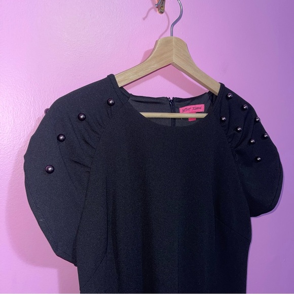 Betsey Johnson Dress Women's Size 10 US Black Embellished Shoulders NWT - Picture 7 of 11